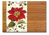 Gladding Poinsettia Christmas Holiday Bamboo and Glass Prep & Serving Cutting Board