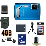 Olympus TG-310 14 MP Digital Camera (Blue) (228050) 4GB SDHC Accessory Starter Kit