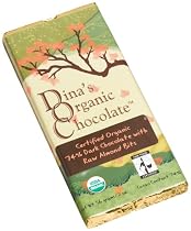 Dina's Organic Chocolate 74% Dark Chocolate with Almond Bits, 2-Ounce Bars (Pack of 20)