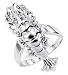 Women's New 14k White Gold Lobster Round CZ Ring