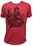 Men's Annex Clothing King and Beer Victorian Art Design Print T-Shirt Red