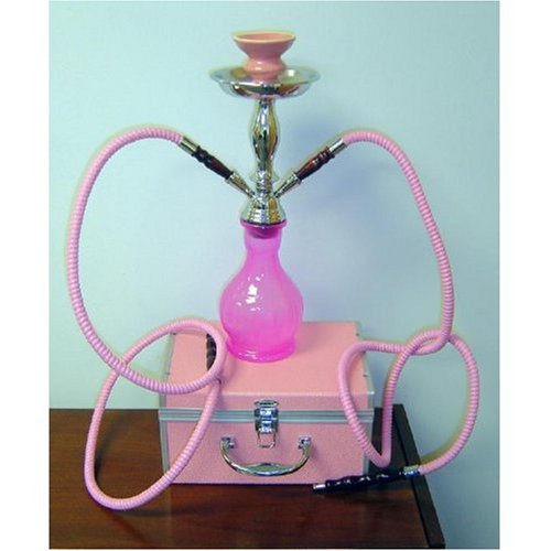 19 Collectible Pink Hookah Pipe Shisha 2 Pipes with Carrying Case