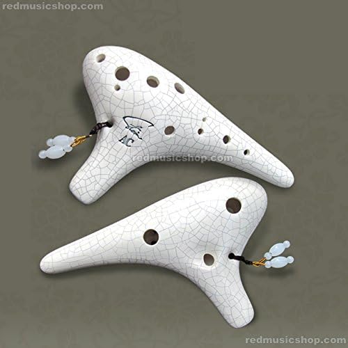 Fengya 12 Hole Ocarina Ceramic Flute, for Professional, Alto C, White