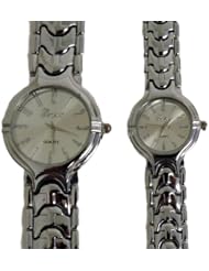 Geneva Platinum Collection His & Hers Matching Watch Set Silver Bracelet with Silver Face