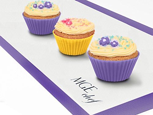 MGE Chef - Non-stick Silicone Baking Mats Set 2pk - Professional Grade - Half-sheet Mat - 16-1/2 X 11-5/8 Inches. Yellow and Purple