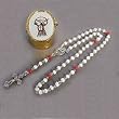 Confirmation Rosary - Descending Dove Centerpiece - 2mm Red Our Father Beads - White Hail Mary Beads - Length: 10" - Metal Rosary Case - IMPORTED FROM ITALY
