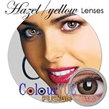 CONTACT LENSES COLOUR VUE FUSION GREEN YELLOW POWER FASHION ZERO LENSE PRICE INCLUDE 60ML SOLUTION + LENS CASE - 1 PAIR
