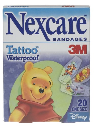 Nexcare Tattoo Waterproof Bandages, Winnie-the-Pooh, 20-Count Boxes (Pack of 8)