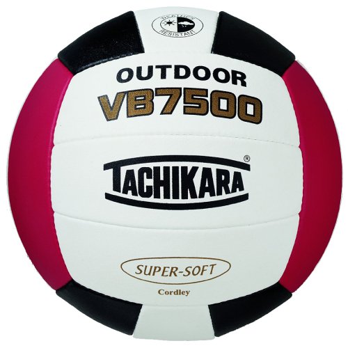 Tachikara VB7500 Cordley® Composite Leather Stitched Outdoor Volleyball (Scarlet/White/Black)