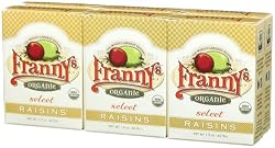 Franny's Organic Select Raisins, Snack Pack, 6-Count Packages (Pack of 6)