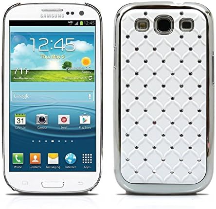 Samsung Galaxy S3 Case, iRonsnow(TM) High Quality Fashion Bling Chrom Plated Hard Cover Case for Samsung S III S3 i9300 (White, Galaxy S3)