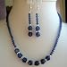 Vintage Necklace Set in Genuine Swarovski Sapphire Crystal w/ Simulated Diamond Rings Handmade
