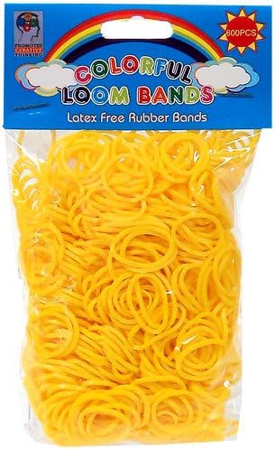 Colorful Loom Bands 600 YELLOW Rubber Bands with 'S' Clips