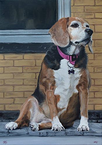 Custom Dog portrait, Pet portrait, Dog Painting, Beagle - oil painting on canvas, from your photographs - sample item. 50% deposit option. Please Amazon message me to create your custom order.