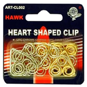 HEART-SHAPED PAPER CLIPS 12 GOLD 12 CHROME