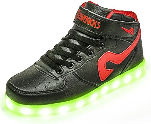 Ravekicks - Men's Led Shoes USB Rechargeable Light Up Shoes - Comfortable Insole &amp; Cushioned Interior Walls - Variety Of Lighting Colors &amp; Striking Modes - Classics Black/Red 8.5