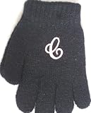 Dark Navy Color One Size Magic Gloves with Customer Chosen Ivory Monogrammed Letter for Toddlers Ages 1-5 Years