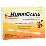 HurriCaine Topical Anesthetic Liquid Snap -n- Go Swabs - (72 per box) Original Wild Cherry Flavor