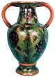 Grape design vase witih handles, hand painted porcelain, green and purple Grape design vase witih handles, hand painted porcelain, green and purple