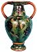 Grape design vase witih handles, hand painted porcelain, green and purple