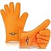 EVIES #1 Best Cooking Gloves BBQ Mitts – Heat Resistant Grilling Waterproof – Full Hand Grip, Silicone, Kitchen Product Ever, Insulated, Which Can Withstand Temperatures up to 425 Degrees – Two Orange Gloves Included