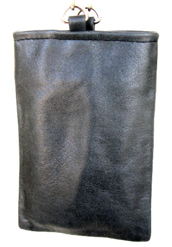 Leather Gadget - iPhone - iPod - Cell Phone - PDA Bag - Case - Purse - Holder - Pouch Long Strap Black