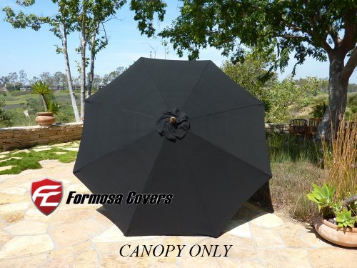 patio umbrella-Replacement Umbrella Canopy for 9ft 8 Ribs, Black (Canopy only)