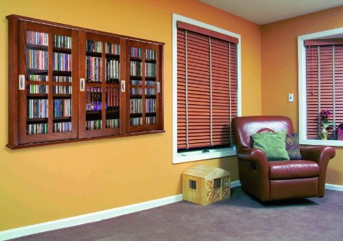 Detail image Leslie Dame Sliding Glass Door Mission Hanging Wall Storage Rack - Walnut