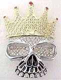 Crowned Skull Rhinestone Encrusted Belt Buckle Bling