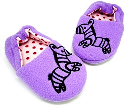 QGAKAGO(TM) Toddler Boy's or Girl's Zebra Cotton Warm Winter Non-slip Slipper Purple (6-7 M US Toddler)