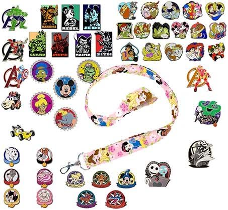 Disney Trading Pin Lot of 10 Lapel Collector Pins! No Duplication! Featuring 1 Disney Princess Lanyard!