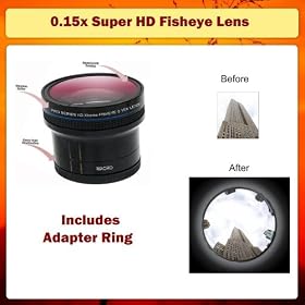 0.15x Super HD Fisheye Lens for 180mm, EF 135mm, 15-85mm, 1/-200mm, 28-135mm, 24mm Canon Lenses
