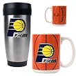 Indiana Pacers NBA Stainless Steel Travel Tumbler & Game ball Ceramic Mug Set - Primary Logo by Great American Products