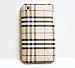 New Brown Tan Gray Red White Checker Plaid Fabric Style Snap on Hard Skin Back Cover Case for Apple Iphone 3g 3gs + Premium Precut LCD Screen Guard / Protector Slim Fit