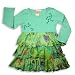 Lipstik - Girls Long Sleeve Floral Dress, Aqua, Multi