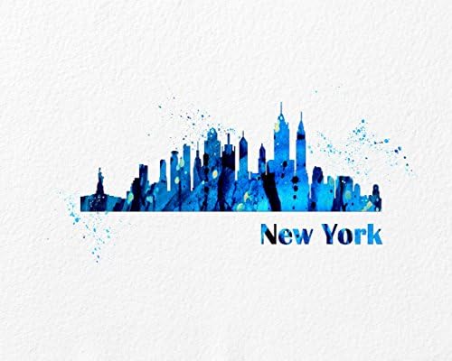 New York City Skyline Watercolor Art Print 5x7, 8x10, 11x14 Archival Ink Linen Weave Paper