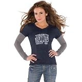 NHL Touch by Alyssa Milano Toronto Maple Leafs Ladies Navy Blue Double Layered Premium Tri-Blend V-Neck T-Shirt (Large)