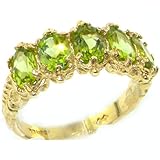 Victorian Design Solid 14K Yellow Gold Peridot Ring - Finger Sizes 5 to 12 Available - Perfect Gift for Birthday, Christmas, Valentines Day, Mothers Day, Mom, Mother, Grandmother, Daughter, Graduation, Bridesmaid.