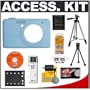 Olympus Teal Silicone Skin for FE-280 Digital Camera + Spare Li-42B Battery + xD-Picture Card Reader + Compact Travel Tripod + Precision Deisgn Bonus Accessory Kit