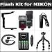 Flash Kit Compatible With The Nikon D7000 Includes DF-383 Dedicated TTL LCD Bounce & Power Zoom Flash w/ LCD Display Includes Flash Diffuser + Off Camera Shoe + Flash Bracket + 4AA High Capacity Rechargeable NIMH Batteries And AC/DC Rapid Charger + Gri