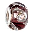 Pandora Style Charm Bead (Z382) - Glass (14mm x 10mm) (fits Troll too) ~ Purple with Silver Swirls