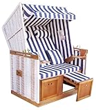 Strandkorb Nordsee Blau/Weiss Liegemodell - AUFGEBAUT