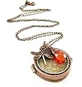 Orgone Energy Glass Front Locket Necklace in Copper w/Carnelian