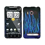 Black Blue Flame Rubberized Snap on Design Hard Case Faceplate for Sprint H ....