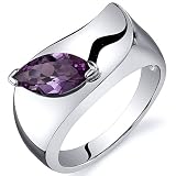 Musuem Style Marquise Cut 1.25 carats Alexandrite Ring in Sterling Silver Rhodium Finish Available in Sizes 5 thru 9