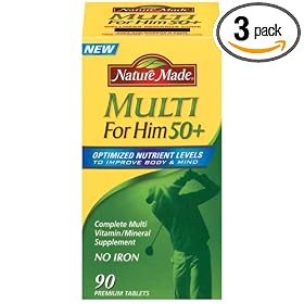 Nature Made Multi for Him 50+ Multiple Vitamin and Mineral, 90 Tablets (Pack of 3)