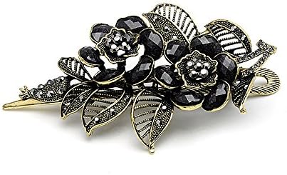 Beyend Black Women's Vintage Crystal Rose Hair Clip Head Wear BE-06