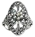 Oval Shield Silver Natural Seed Pearl Ring - Dahlia Vintage Collection