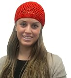 Red Womens Woven Beanie Kufi Hat