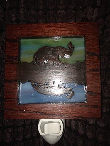 Stain glass night light Elephant walking by water by jj Starr